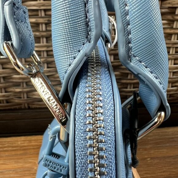 Steve Madden Mini Dome Satchel Crossbody – Baby Blue Saffiano SM Logo - NWT - Picture 5 of 12